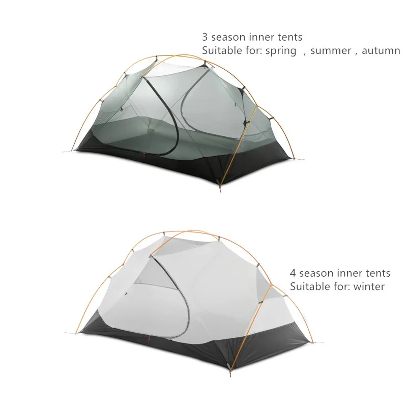FLAME'S CREED 2 People Backpacking Tent Outdoor Camping 4 Season Winter 15D Tent Double Layer Waterproof Hiking Survival