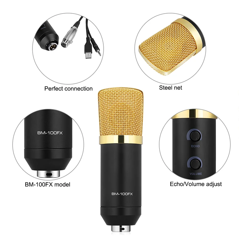 GBTIGER BM - 100FX USB Condenser Sound Recording Microphone with Braodcasting