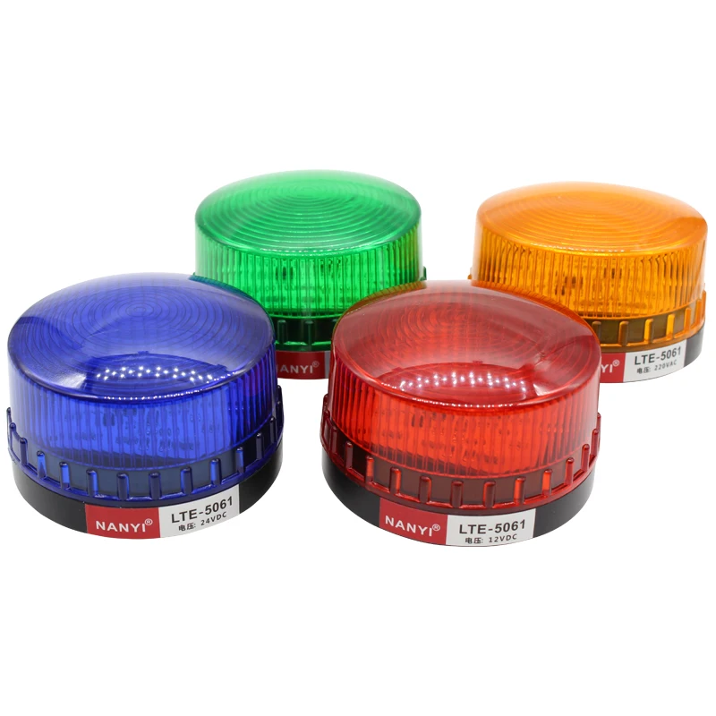 1Pc BULE VERT JAUNE ROUGE Silencieux D'urgence LED Lumière Signal Lampe Lumière Stroboscope Lampe LTE-5061 DC12V DC24V AC110V AC220V