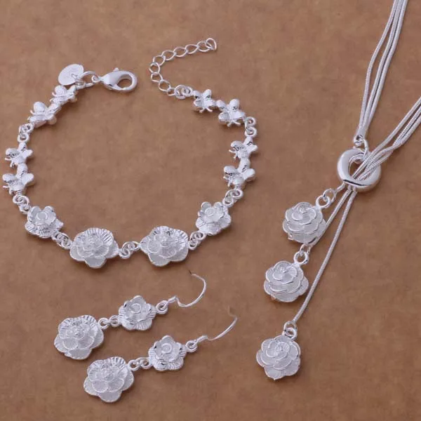 

AS269 Hot sterling Jewelry Sets Bracelet 021 + Necklace 497 + Earring 321 /akrajbya areajila silver color