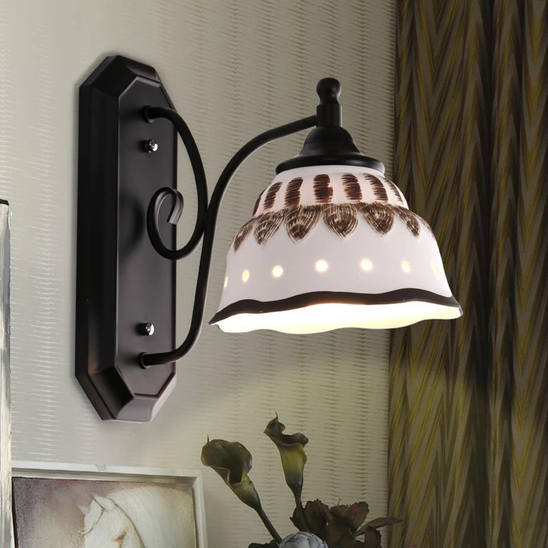 

American Ceramic Wall light Retro Bedside Lamp Easy To Install Corridor Living Room/Bedroom/Restaurant Retro E 27 AC 90-260 V