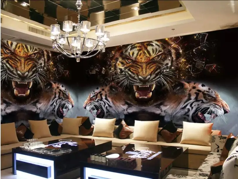 Wallpaper Custom Any Size Mural Wallpaper Tigers down mountains and rivers Art Mural for Living Room Large Painting Home Decor