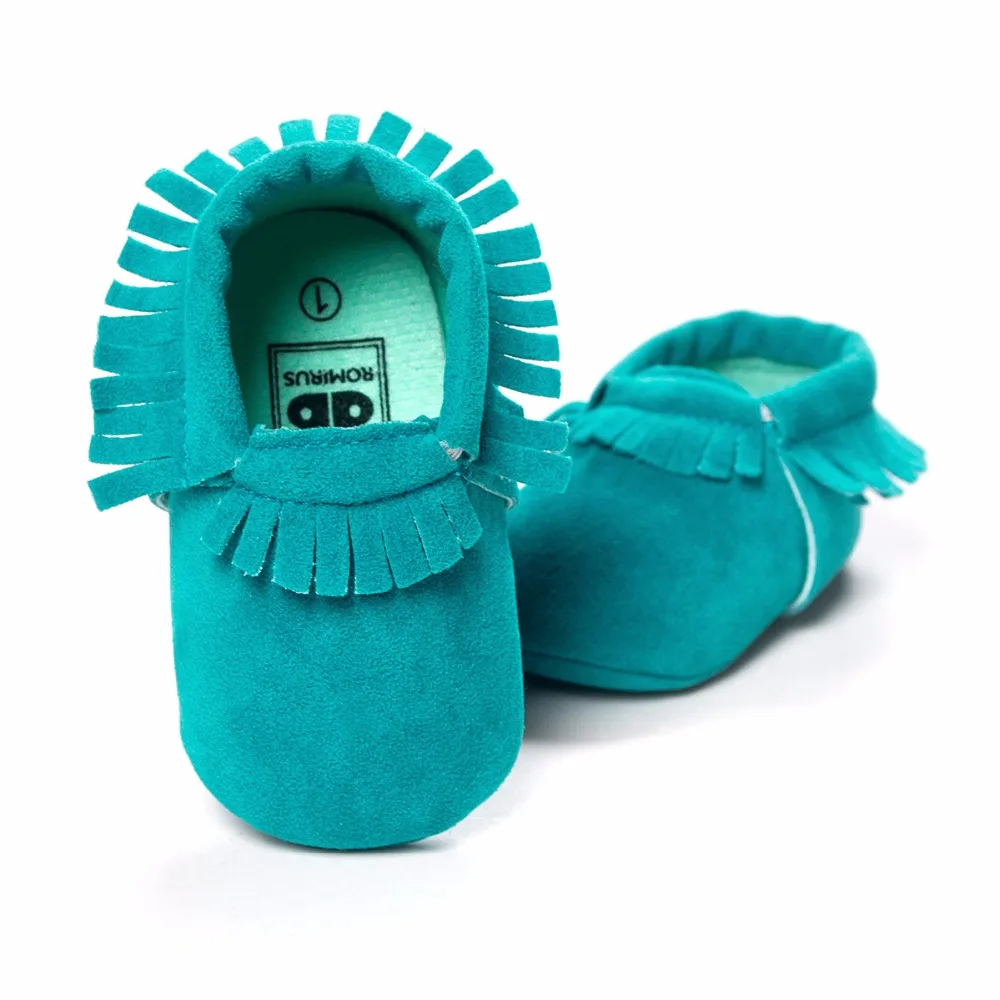 Turquoiseรองเท้าเด็กHandmade Soft Anti-SlipทารกแรกเกิดFirst Walkers Bebe Moccasin