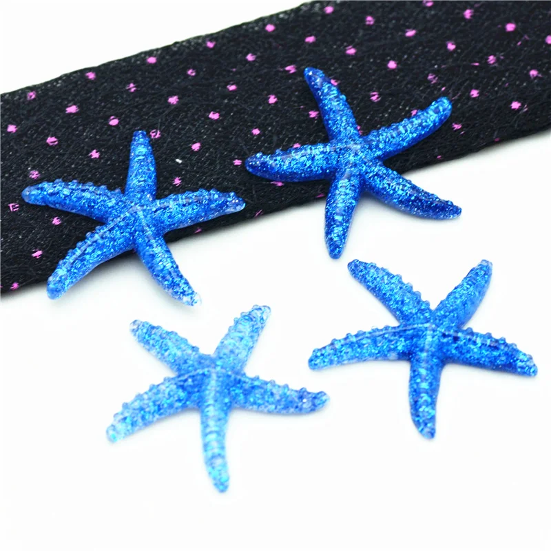 40mm 10PCS Royal Blue Resin Starfish Cabochon|Starfish miniatures|HOME DIY Miniatures|Resin Flatback Sea Star Cabochons