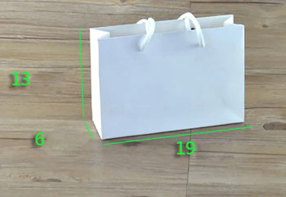 Blank universal white paperboard clothing paper bags with handle storage bags for clothing or cookies 19*13*6cm  30pcs lots