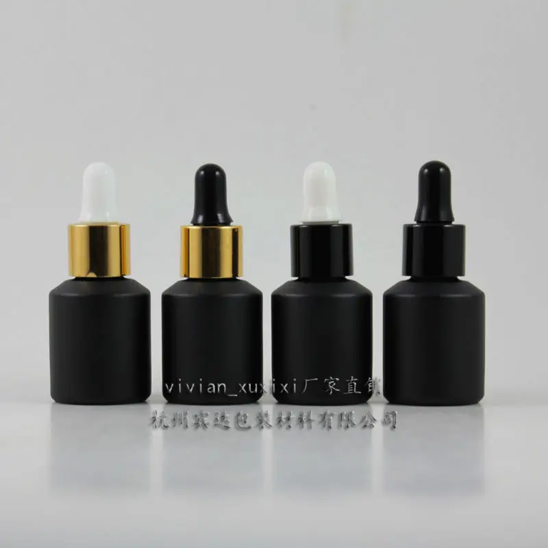 

15ml black frosted Glass Essential Oil Bottle With aluminum dropper cap. Essential Oil Container