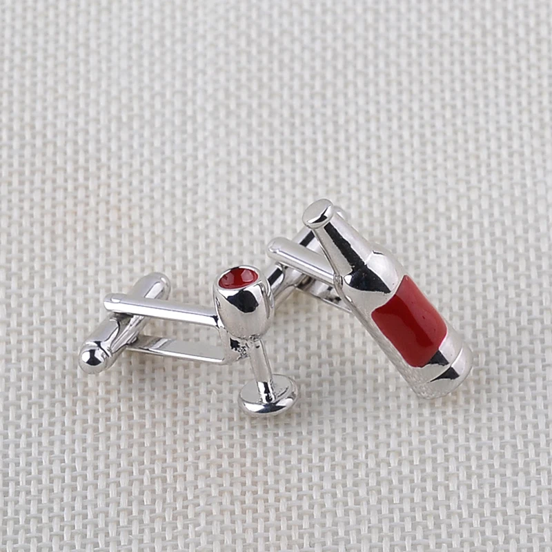 Fashion best buds Cufflink Red Wine Glass & Bottle Shape Cuff Links Hot Business Men And Women French Shirt Cufflinks Buttons