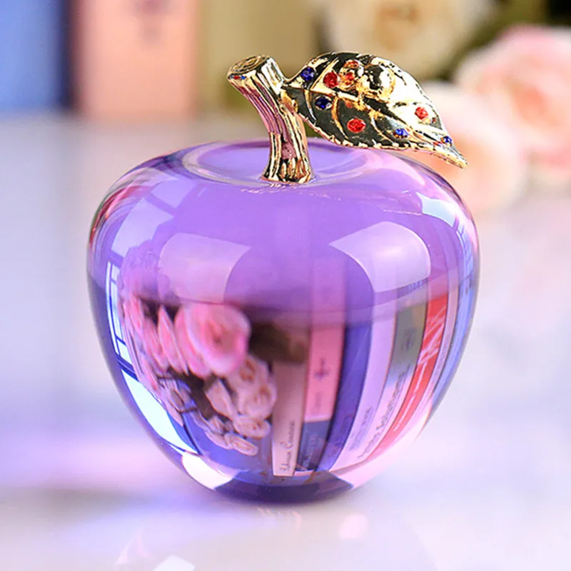 

80MM Crystal Apple Paperweight Wedding Decoration Crystal Ball Craft Christmas Gifts for Kids