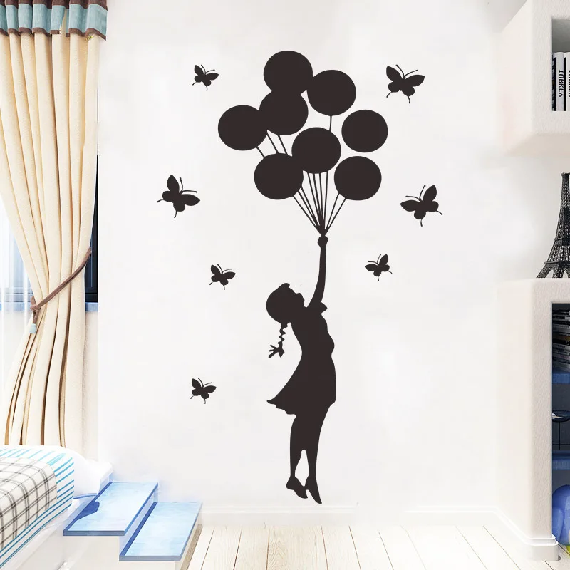 

Carved Butterfly Balloon Girl Wall Sticker For Girl Children's Rooms Decoration Mural Home Decor Art Decals Removable Wallpaper