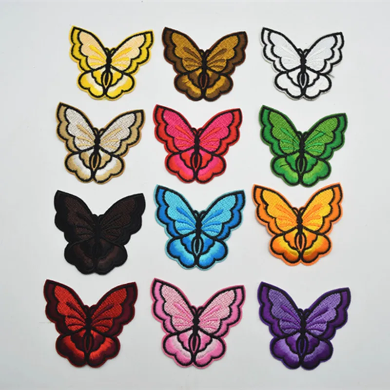 

120pcs Mixed color Iron On Patch Sew Embroidered Trim Standard butterfly fabric stickers for diy sewing craft size:7cm