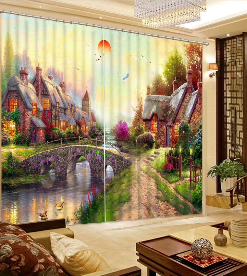 

Dream painting 3D Curtain Printing Blockout Polyester Photo Drapes Fabric For Room Bedroom