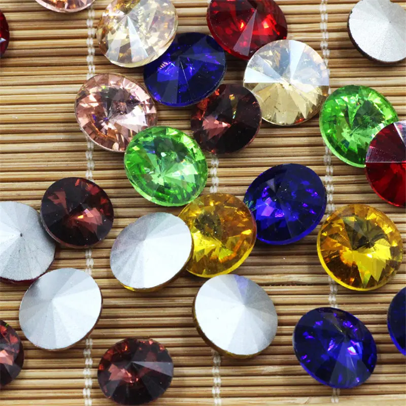 

300pcs 8mm/10mm/12mm/14mm/16mm/18mm Glass Crystal Rivoli Fancy Stone All Colors Pointed Back Round Stones Diy jwelery Findings