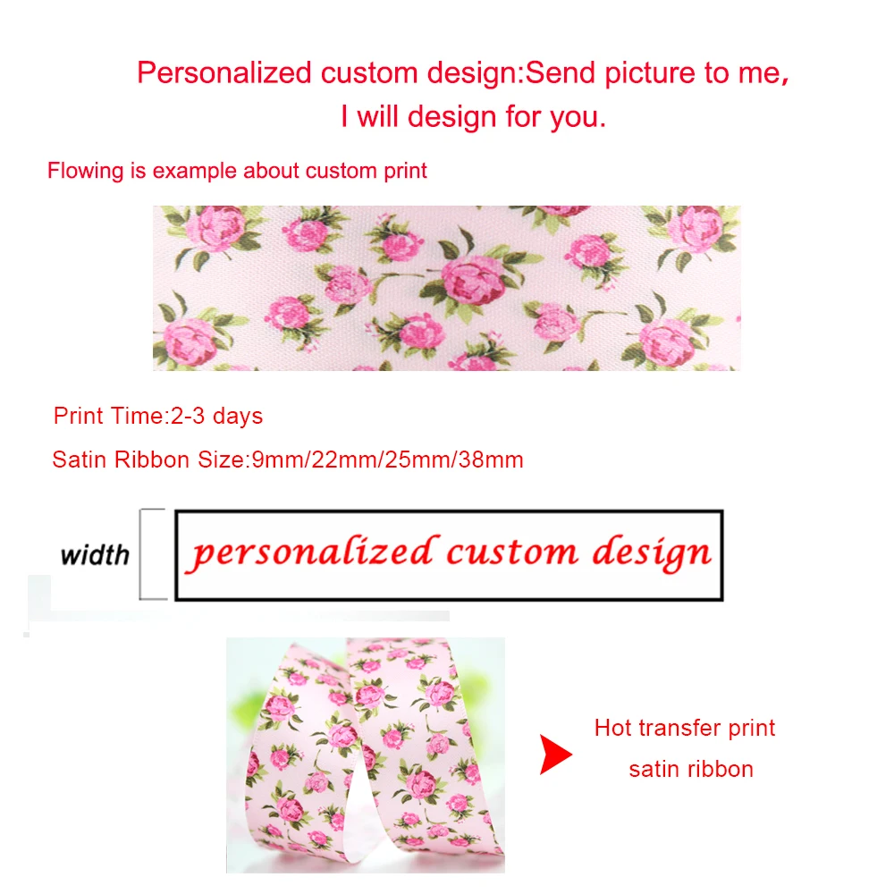 

Custom single-face printed satin ribbon 16mm-75mm 100yards Wedding DIY bows ribbons