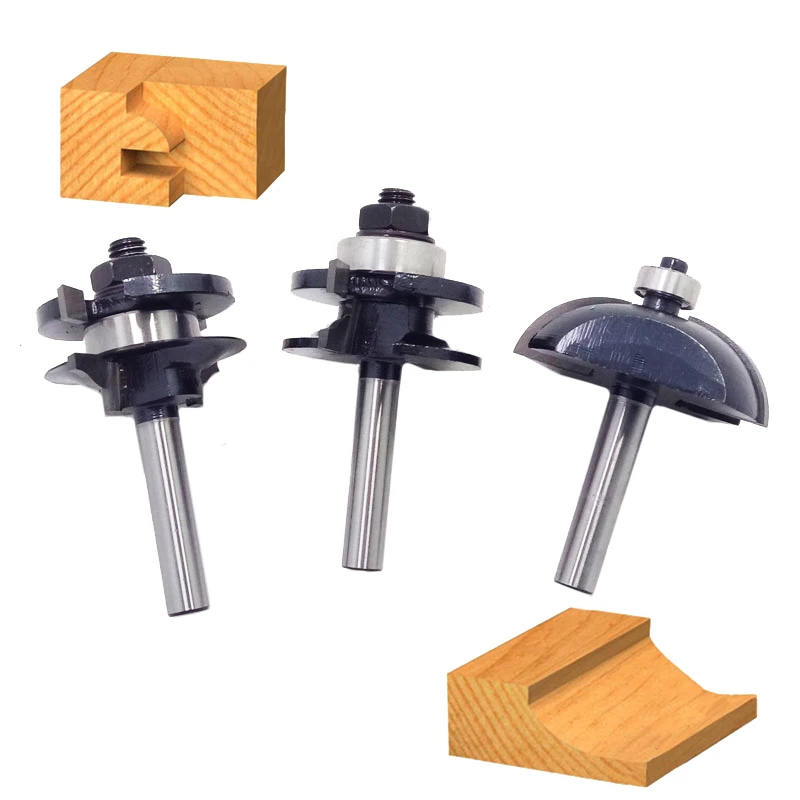 

3pcs/lot Bit Raised Panel Cabinet Door Router Bit Set - 8mm Shank Hobbing CNC tools # 82338