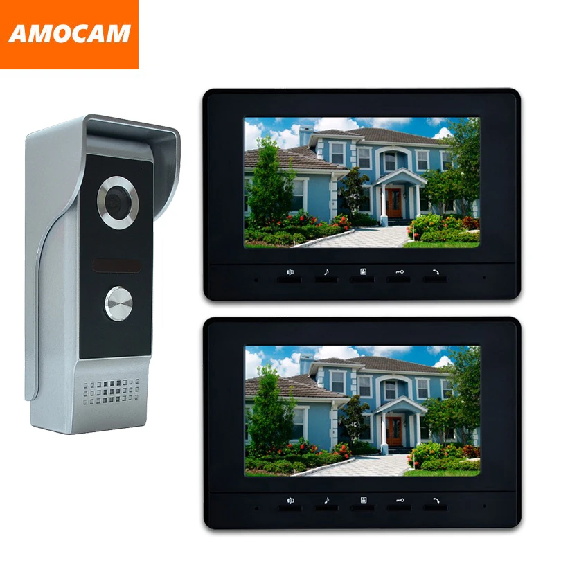 

7" LCD 2pcs Monitor Video Door Phone Intercom Doorbell System Home Security Intercom Kits IR Camera Door bell Intercom Doorphone