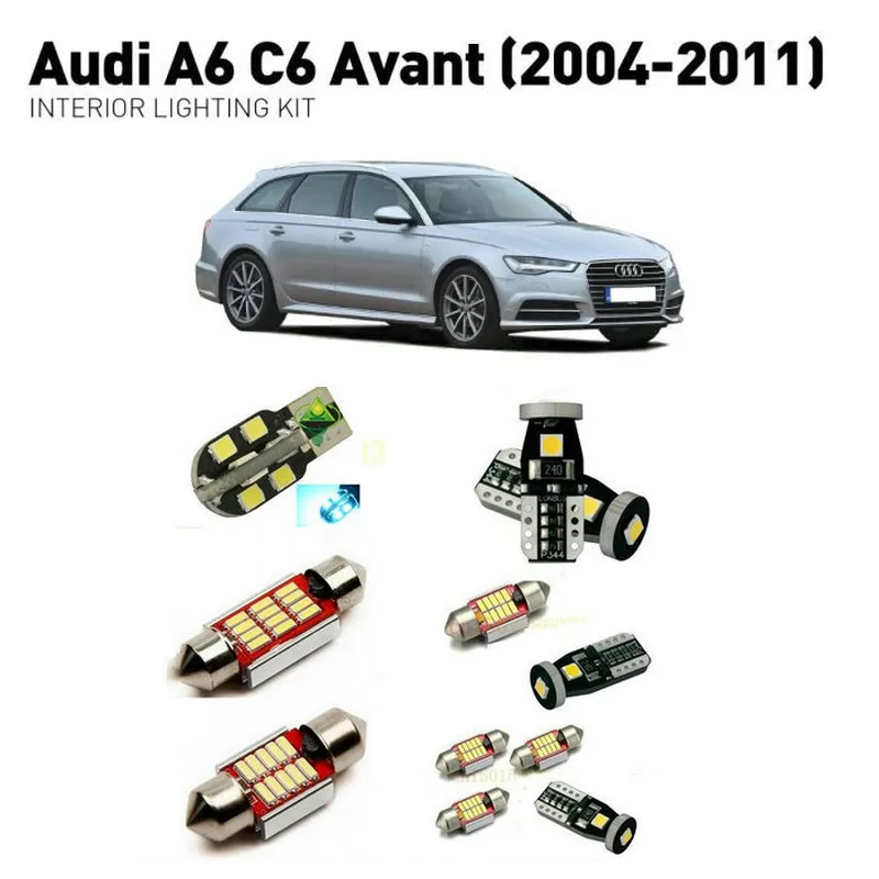 

Светодиодные внутренние фары для Audi a6 c6 avant 2004-2011, 16 шт., светодиодные фары для автомобилей, комплект освещения, автомобильные лампы Canbus