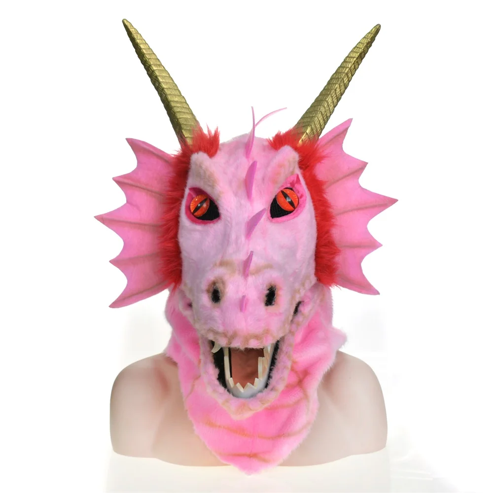 2022 HuiTai Tide play  handmade party mouth mover masks pink dargon mouth-mover-masks Party props