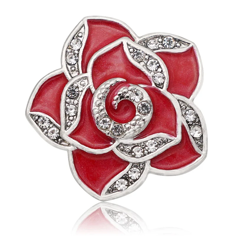 KZ3328 New Beauty Oil flower Rose Crystal 20mm snap buttons fit DIY 18mm snap jewelry fittings wholesale