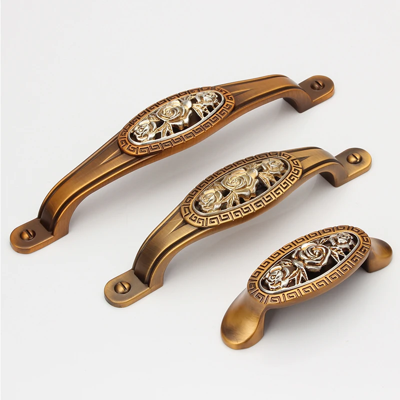 WHolesale Antique Furniture Handle Cabinet Knobs and Drawer Pull Classical Handles for Wardrobe Hardware Accessories