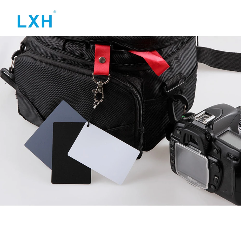 LXH Pocket&Big Size Gray Card Photography For DSLR and Film Premium Exposure Photography Card Set Black White and 18% Gray card