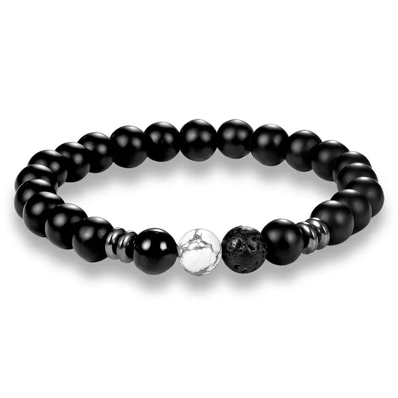 MKENDN-pulsera minimalista de piedra Natural para hombre, brazalete de cuentas de hematita, accesorios de joyería para hombre, pulsera de Yoga para hombres