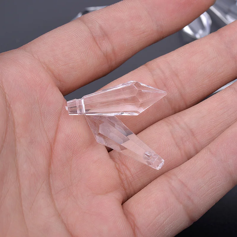 JUNAO 10x30mm Clear Crystal Pendant Acrylic Rhinestones Icicle Hanging Fancy Gems Finding for Clothes Bags Home Decoration