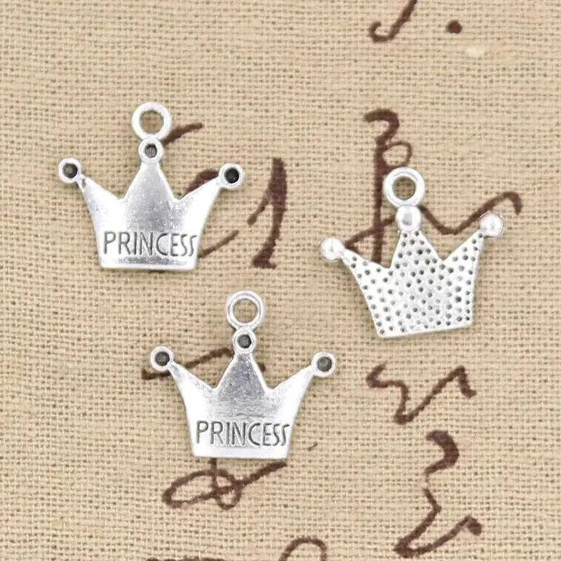 30pcs Charms Crown Princess 18x21mm Antique Bronze Silver Color Pendants Making DIY Handmade Tibetan Bronze Silver Color Jewelry