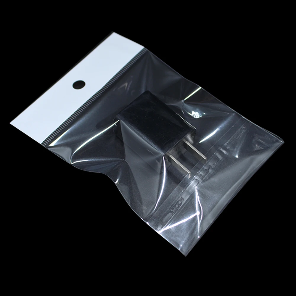 500Pcs/lot Self Adhesive Seal Clear Plastic Sundries Package Bag Opp Groceries Retail Electronics Packing Bag with Hang Hole