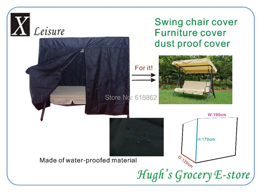 Free shipping Lazy Caye 3 Person Swing Chair and Bed Cover,190x120x165cm protective cover for garden swings,Black color