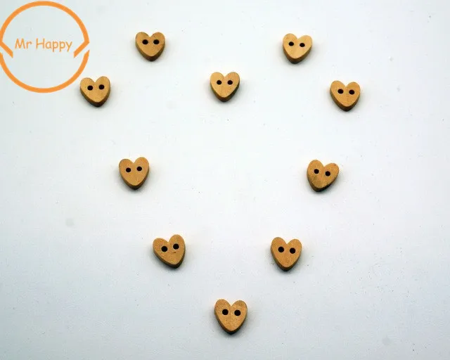 2017 New Arrival 50Pcs Kawaii Heart  Wood Button Sewing Accessories Decoration Buttons Scrapbooking Handmade Craft DIY 10mm