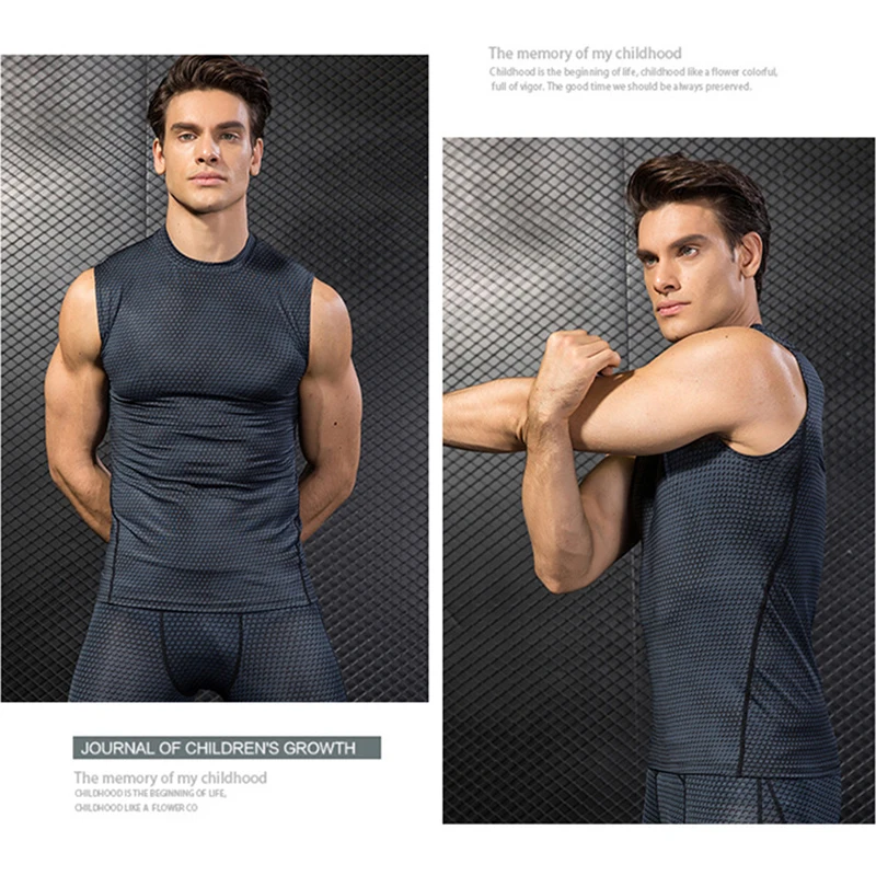 2020 New Mens Compression Tank Tops Men Breathable Quick Dry Fitness Gym Vest Running Bodybuilding Flexibility Sleeveless Shirts