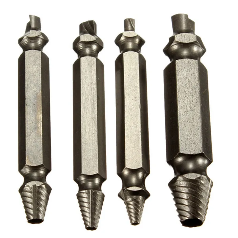 New 4pcs/set Screw Extractor Drill Bits Guide Set Broken Bolt Remover Easy Out Set 5cm Long