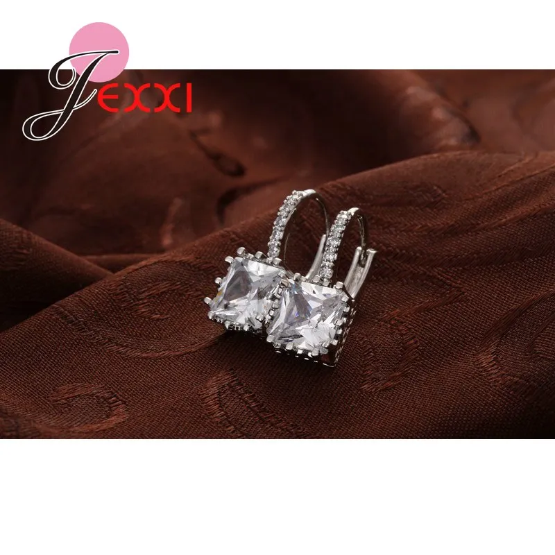 Promotion Price Fashion Earrings 925 Sterling Silver  Jewelry For Women/Girls Wholesale Earring Shiny Square Cut Wholesale