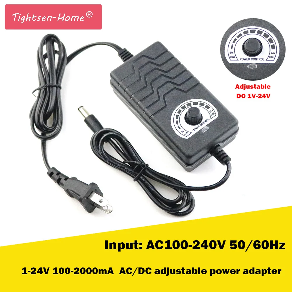 AC/DC 1V-24V 2A Output Voltage Adjustable AC to DC Adapter Motor Speed Controller Power Supply Adapter for Electric Motor Drill