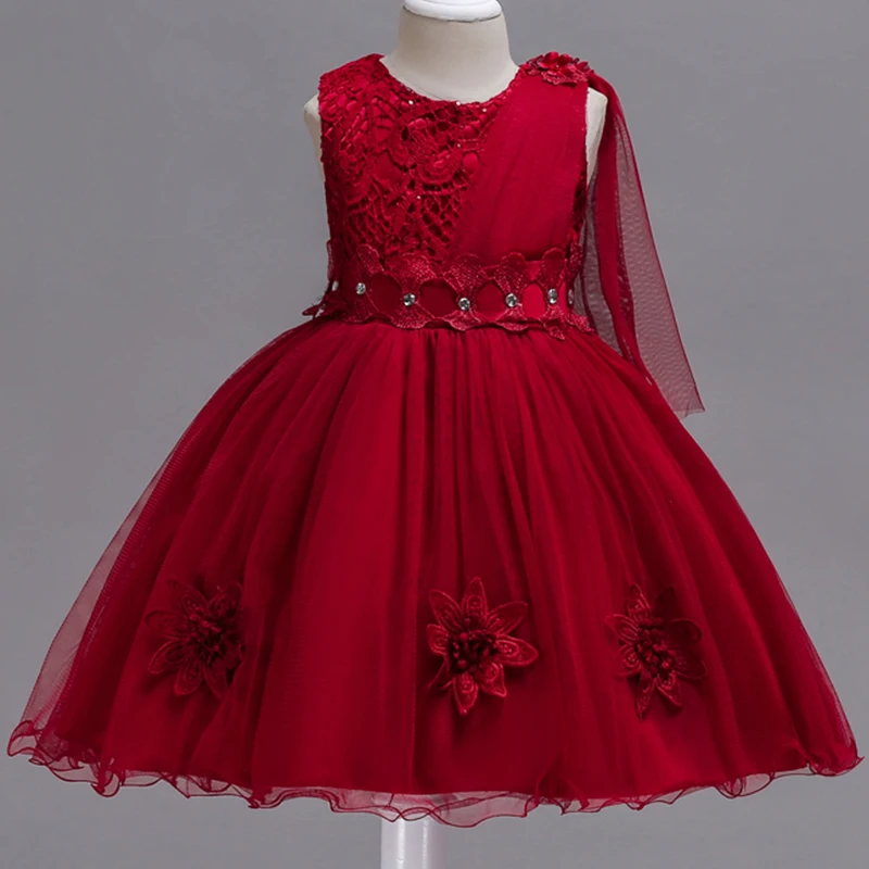 2024 Baby Girls Flower Layered Dress Kids Embroidered Appliques Wedding Princess Party Tutu Black Dresses Girls Frocks Vestido
