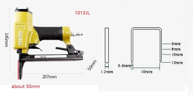 NEW 1013JL Công Nghiệp U-shaped nail gun với Dài miệng Khí Nén móng tay súng Chân Súng Không Khí Stapler 1006J-1013J 6 -13mm