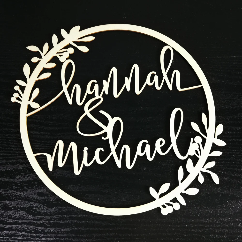 Custom Personalized Bride and Groom Name garland Shape Rural Wedding Wooden Table Decoration For Mr&Mrs Wedding Photo Props