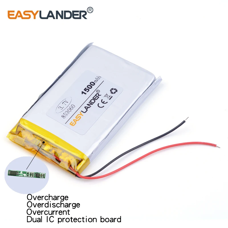 Células de bateria recarregáveis do íon de li-po li do polímero do lítio de 3.7v 1500mah 853060 para mp3 mp4 mp5 gps psp bluetooth móvel