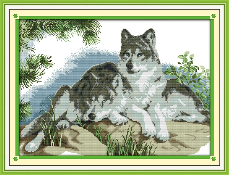 

Joy Sunday A Wolves Couple Patterns Needlework Diy Painting Cross Stitch Kits Embroidery Home Decoration Cross-stitching Sets