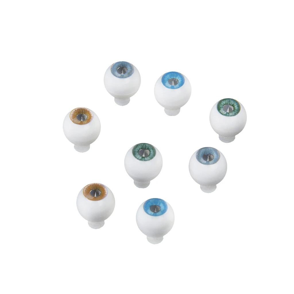 4Pairs Round Acrylic Eyes Eyeballs for DIY Doll Bear Toy Accessories Halloween Props 10mm