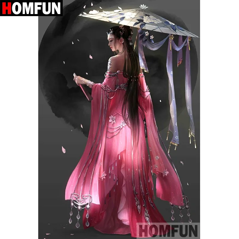 HOMFUN Full Square/Round Drill 5D DIY Diamond Painting "Umbrella girl" Embroidery Cross Stitch 5D Home Decor Gift A08105