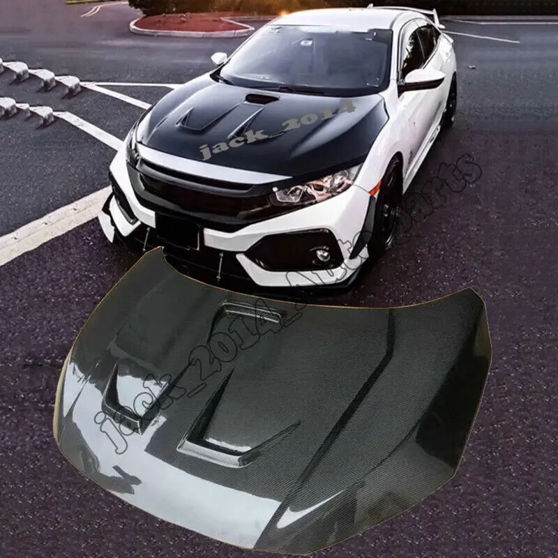 TYPE-R STYLE Front Engine Hood Cover Body Kit Real Carbon Fiber For Honda Civic 2016 2017 2018 2019