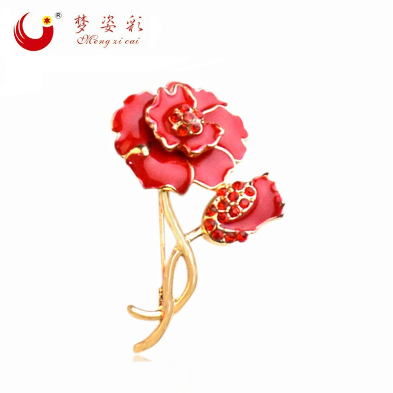 

MZC New Rhinestone Alloy Plant Red Flower Enamel Pins and Poppy Brooch for Women Broches brooches for wedding bouquets Jewelry