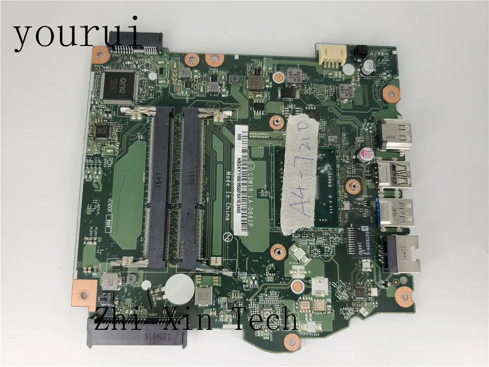 

yourui C5W1R LA-D661P NBGKY11001 NB.GKY11.001 For Acer Aspire ES1-523 Laptop Motherboard With Processor A4-7210u DDR3 Tested