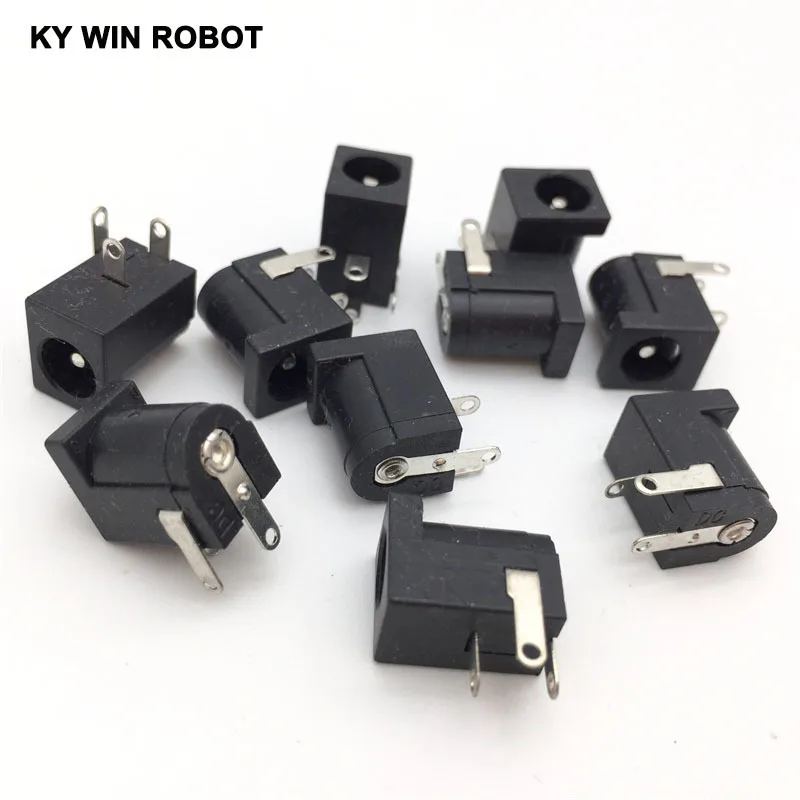 10Pcs DC-005 Black DC Power Jack Socket Connector DC005 5.5*2.1mm 2.1 socket Round the needle