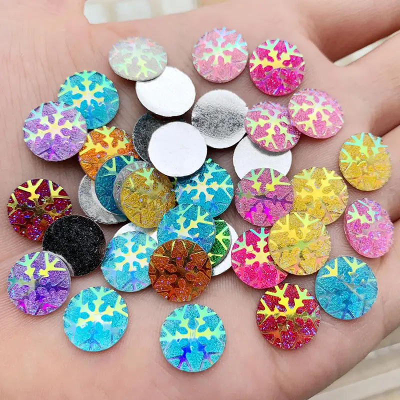 

100PCS New Year Gifts SALE Merry Christmas Ornaments Sale Snow Flake Resin Flat Backs Craft Mini Xmas Decoration Supplies S40A