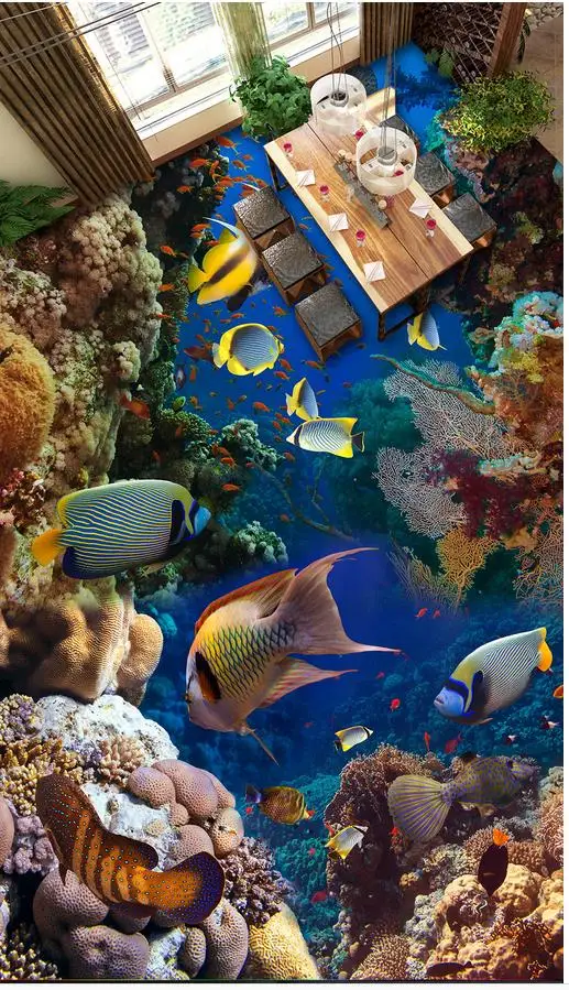 

3d floor painting wallpaper Ocean World Coral Seaweed 3D Floor wallpaper for bathroom waterproof 3d pvc wallpaper