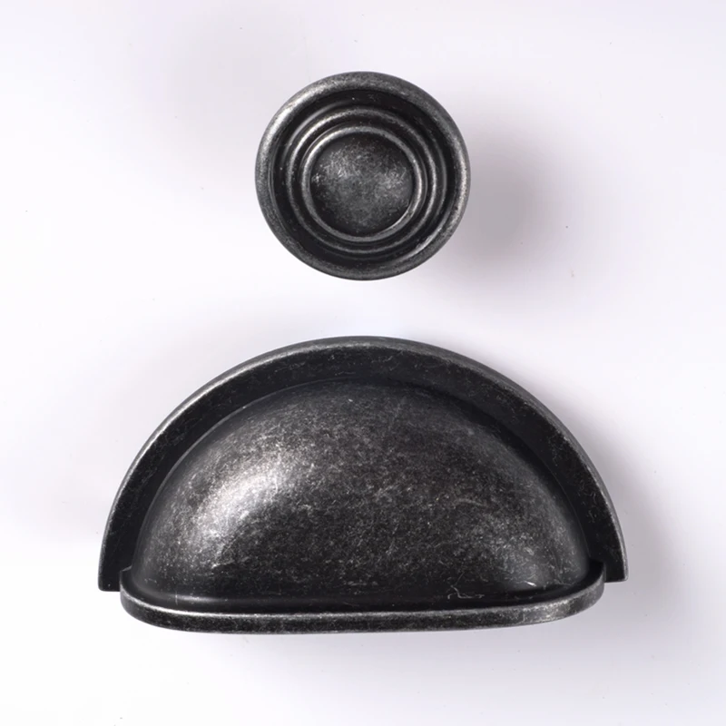 

76mm American retro style antique iron shell cup type drawer cabinet knob pull handle 3" AIM