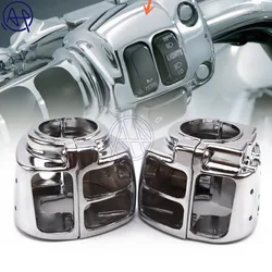 Motorcycle Aluminum Left+Right  Handlebar Switch Button Chrome Housing Cover For Harley Sportster Dyna Softail V-Rod 1996-12