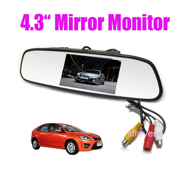 

4.3" TFT LCD Car Rear View Mirror Monitor For Reversing Backup Camera Kit & DVD VCR 2 Video inputs 10pcs/lot